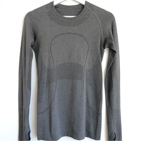 Lululemon Gray Swiftly Tech Long Sleeve Activewear Top Size 4 Athletic Running - Picture 2 of 12